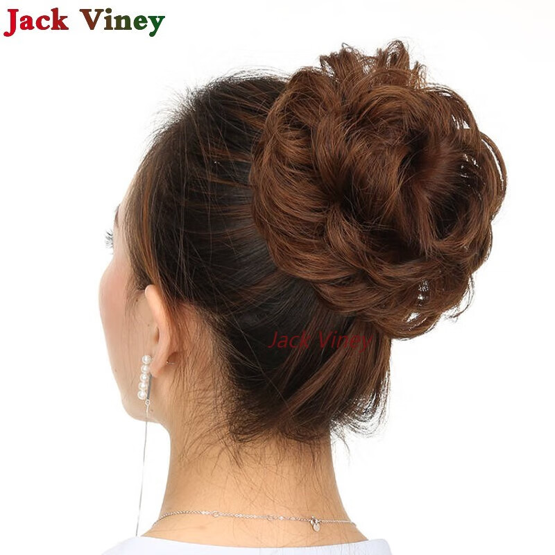 jack viney假发发圈盘发女卷发花苞头饰丸子头发包头花皮筋发绳头绳防