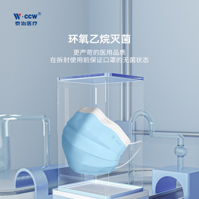 泰治医疗医用外科口罩灭菌面罩一次性独立包装三层防护透气防晒加宽不勒耳 20只*5盒【囤货装】特优惠