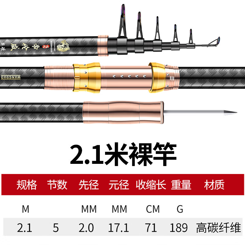 达瓦帝伦威海杆抛竿套装碳素超硬远投竿裸竿海钓鱼竿海竿全套 0m 0号