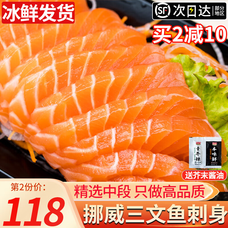 馋鱼往事 挪威冰鲜三文鱼刺身中段(大西洋鲑)三文鱼生鲜鱼类生鱼片