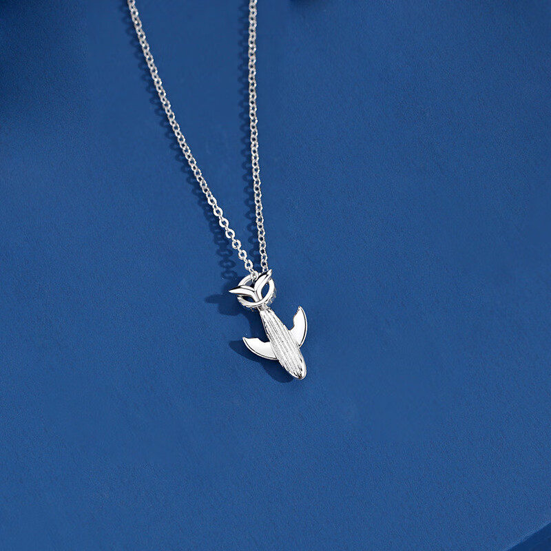 郎恋s925银52赫兹鲸鱼情侣项链一对简约设计情人节送女友礼物 女款(白
