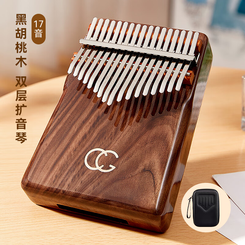前谷卡林巴拇指琴21音黑胡桃底开孔手指琴乐器拇指钢琴生日礼物 17音