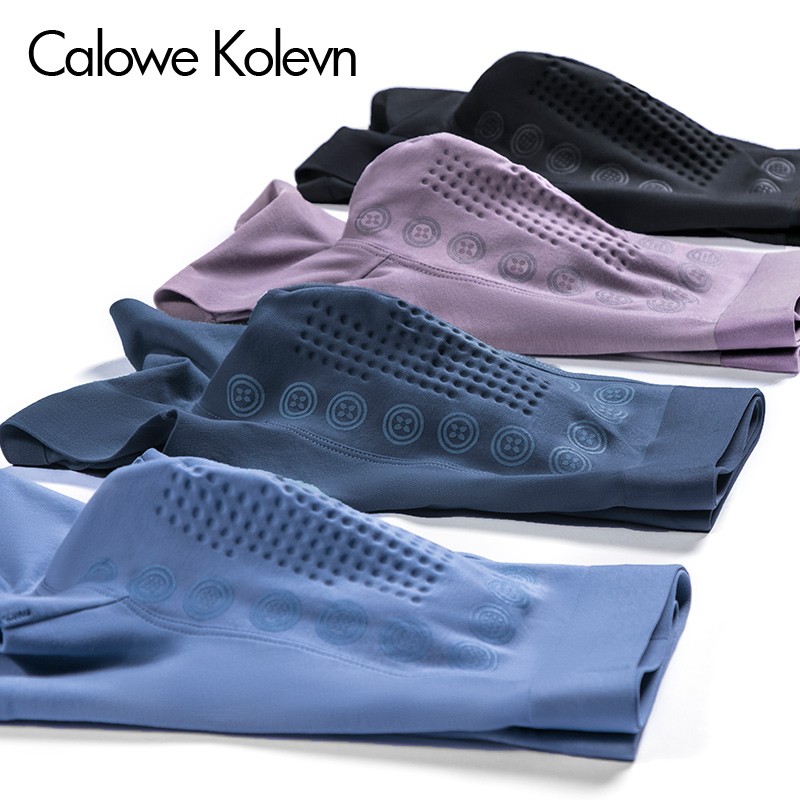 CALOWE KOLEVN内裤男士莫代尔负离子功能四角裤头无痕透气平角裤纯棉裆短裤衩 灰绿+湖蓝+黑色+氢灰 2XL 推荐体重（130-160斤）