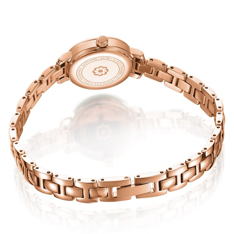 天霸石英手表女ins风小绿表轻奢时尚手链表防水女表7023 玫瑰金绿色