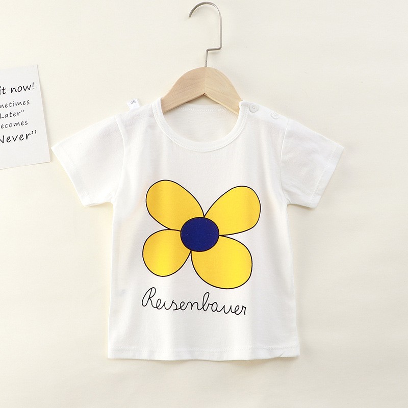 专一（Zhuanyi）夏季儿童纯棉短袖T恤卡通上衣宝宝婴儿衣服 短T-四叶草 110cm