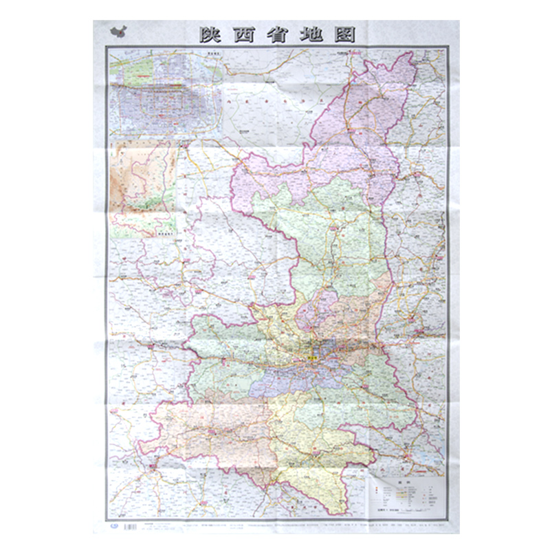【急】陕西省地图 2019新版 行政交通旅游地图 1.1*0.8米 整张折叠型纸质加盒 可以写