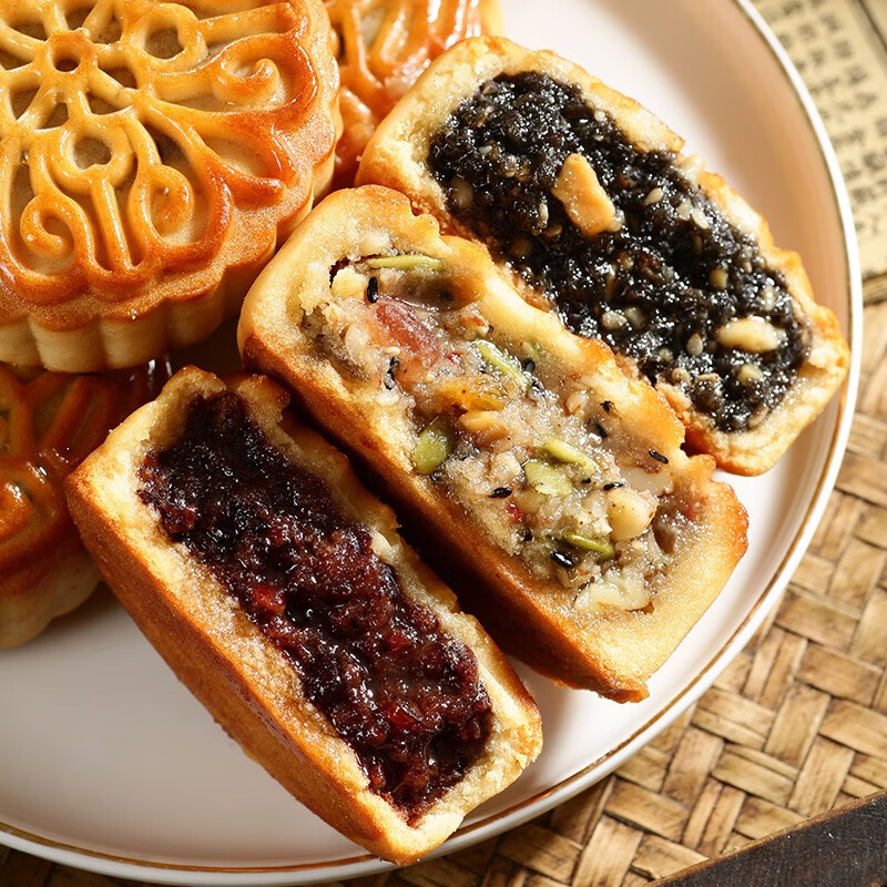 广式红豆沙五仁馅中秋月饼小时候美味传统糕点心多口味零食品礼盒 混合口味150g（2个装）