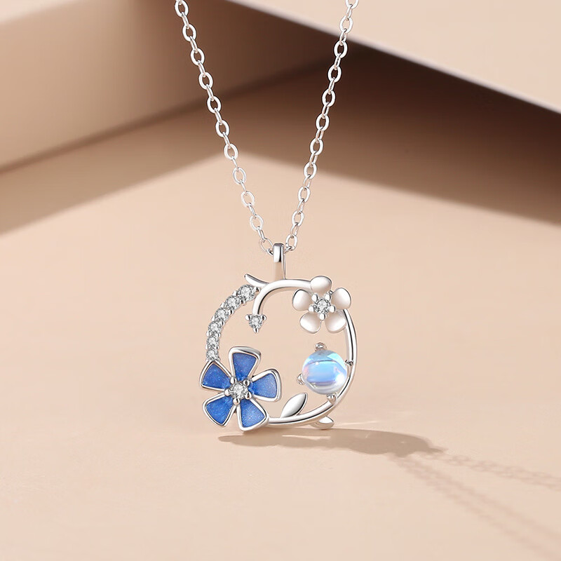 珀芙诺夏季小清新森系花朵项链s925银小众设计ins锁骨链少女心项饰