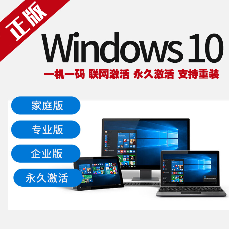 微软win10/windows10/WIN10系统正版家庭版专业版企业激活码系统安装u盘光盘 win10 专业版 在线 发邮箱 不含税不开票