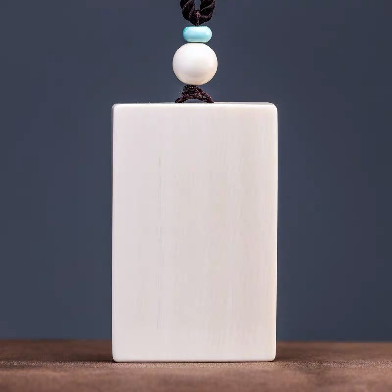 沃韵 原色猛犸象牙平安无事牌满纹冰料吊坠男女毛衣链461牙牌 图片色