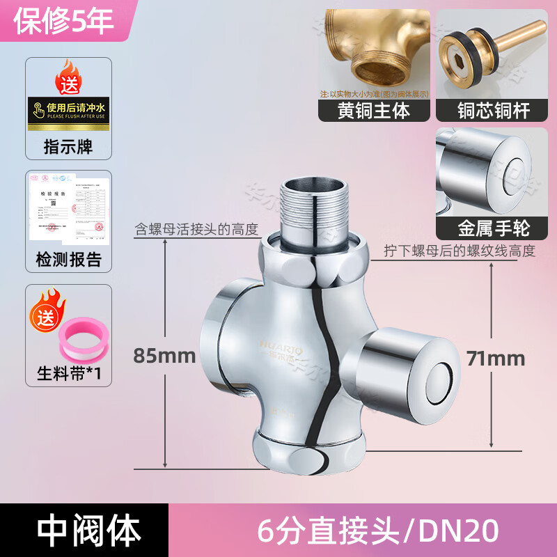 华尔杰全铜体延时按压式冲水阀手按小便池蹲便器大便冲洗阀厕所阀门