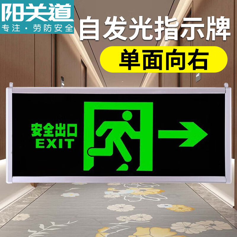 阳关道 安全出口指示灯 单面向自发光 消防通道指示牌免接电 应急灯