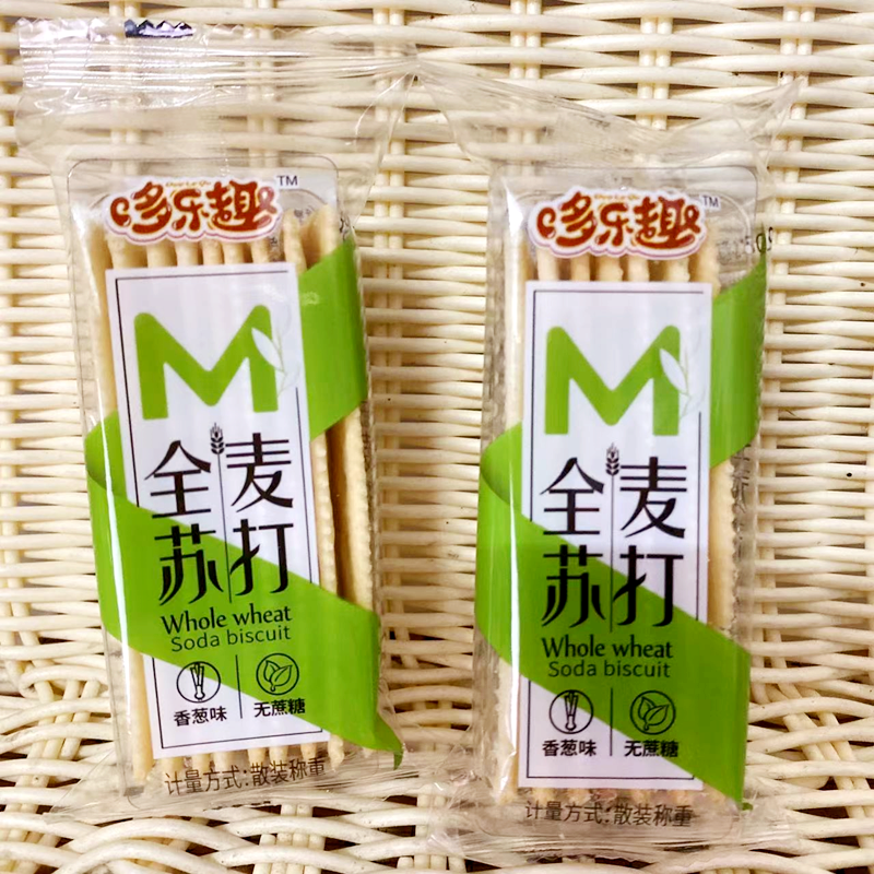 多乐趣（DUOLEQU）全麦苏打  500g/包 香葱芝麻原味无蔗糖梳打饼干零食 原味 500g