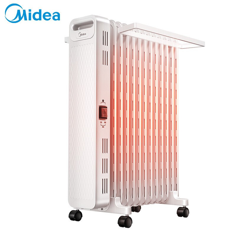 美的(midea)取暖器/电暖器/电暖气片家用/轻音加湿烘衣 13片大面积