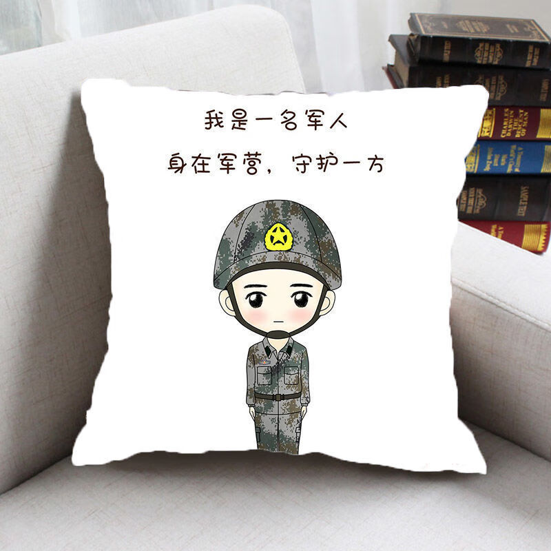 军人公仔退伍当兵国防教育纪念定制双面照片抱枕头靠垫客厅卡通摆件