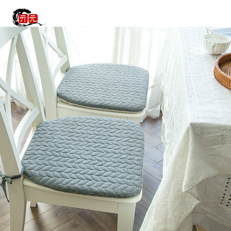 日系简约棉坐垫餐椅垫宿舍椅子防滑屁垫座垫四季通用马蹄形椅垫新品 【可拆洗】风吹麦浪椅垫-灰色 【收藏商品】马蹄形40*43cm