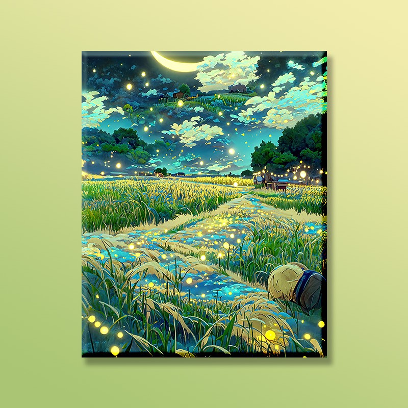 京造麦田的星空数字油画diy手工绘画填充填色治愈减压 G1274