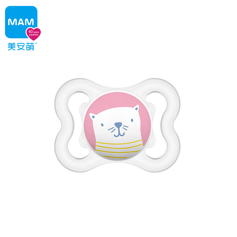 美安萌mam美安萌air透气安抚奶嘴婴儿安慰奶嘴宝宝6个月以上超软日夜用 米白狐狸 6个月以上 1只装 无夜光 air透气型