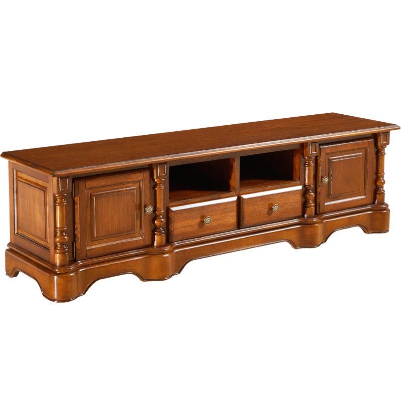 艾理思 实木电视柜 美式实木电视机柜 简约欧式电视墙地柜客厅家具 全实木(180*45*52cm)