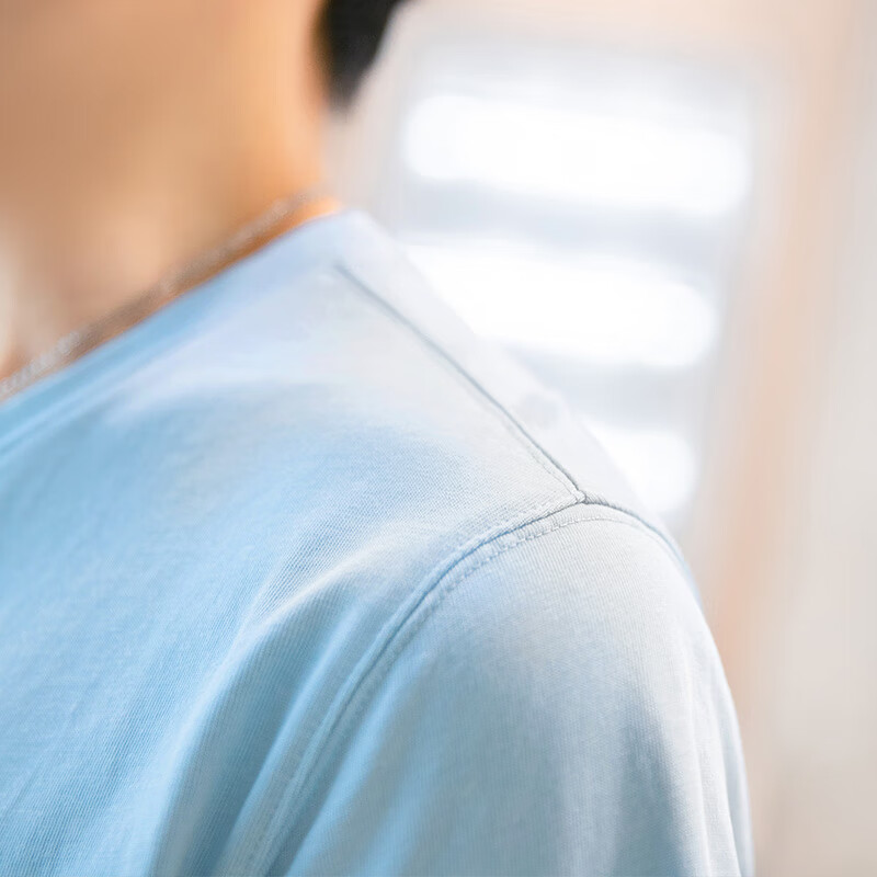 TEEK夏季短袖t恤男士上衣 青少年夏装新款重磅纯棉体恤衫男生打底衣服 【透气干爽】JAS1A蓝白 2XL