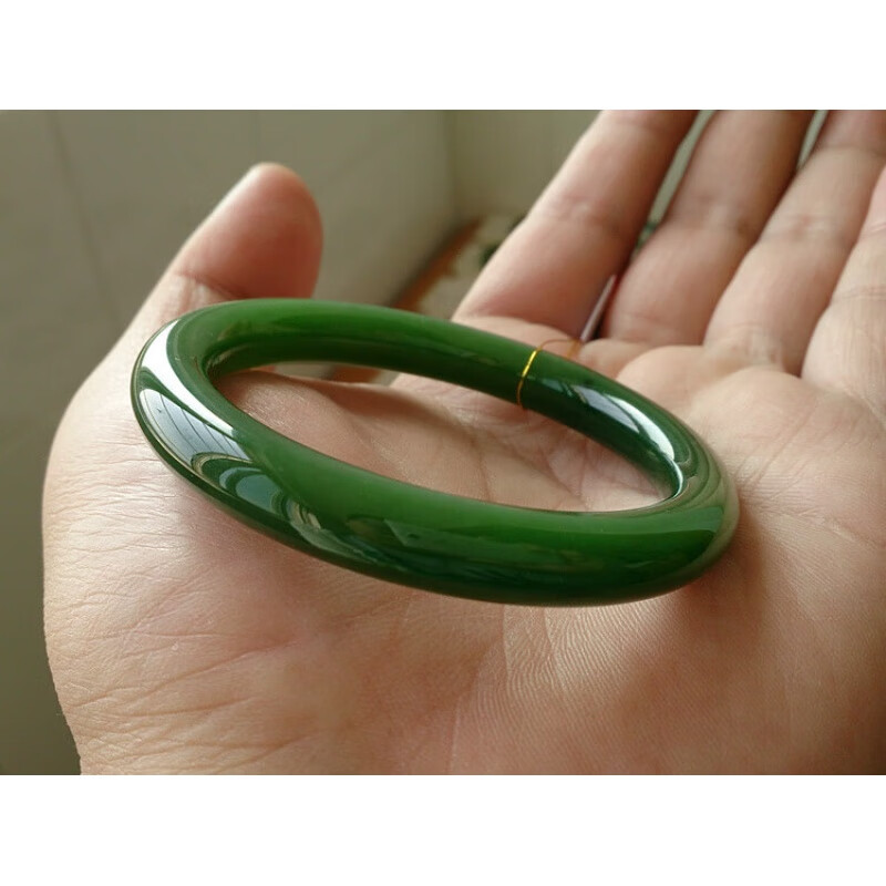 红遇碧玉手镯新疆和田玉细条女款老坑菠菜绿少女圆条玉镯子 手镯内径