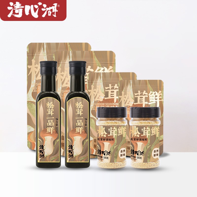 清心湖 松茸鲜代替酱油鸡精 一品鲜生抽305g*2+松茸粉9