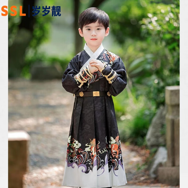 岁岁靓男童汉服儿童国学服明制锦衣卫古装中国风飞鱼服2023年春季武侠风 黑色飞鱼服(送模特腰带+伸缩剑) 120 (收藏有礼)怎么样,好用不?