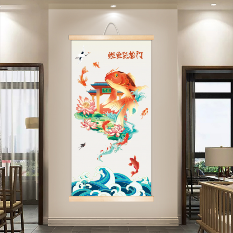 高考中考礼物龙门卷轴画 年画鲤鱼跳龙门龙门旗开得胜高考金榜题名