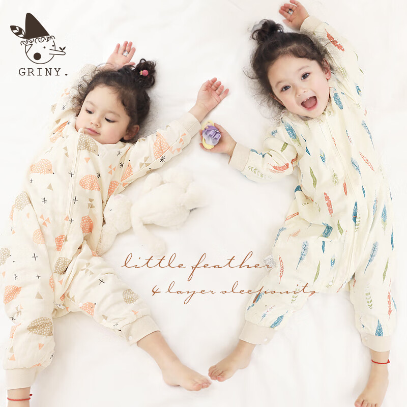 格里尼（griny）Griny婴儿睡袋春秋薄款宝宝纱布睡袋秋冬四季通用款空调房防踢被 梦幻城堡【4层竹棉纱布】 110码/XL[建议身高105-115cm]