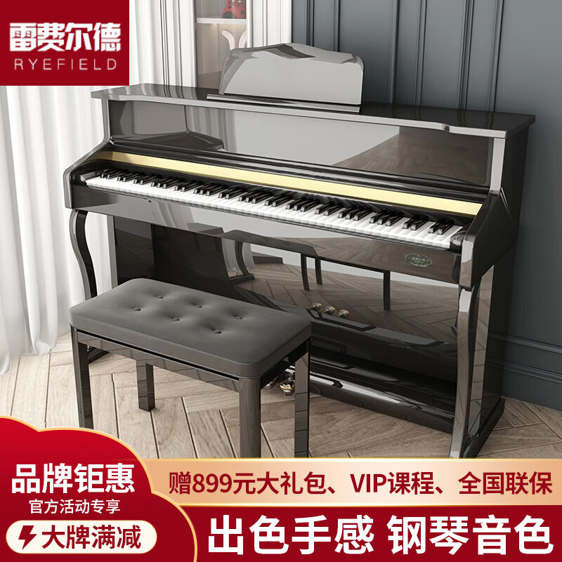雷费尔德（RYEFIELD）立式电钢琴88键重锤考级专业成人初学者数码钢琴儿童电子钢琴 RY688重锤-钢琴烤漆黑