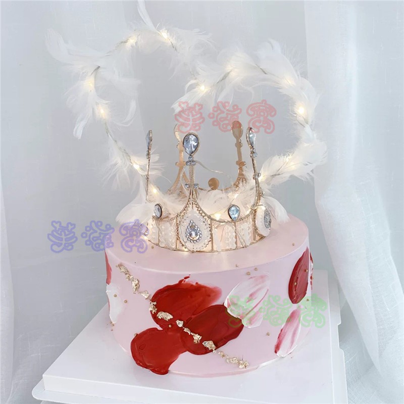 网红爱心羽毛皇冠生日蛋糕同城女孩女神朋友西安南京成都武汉宁波郑州