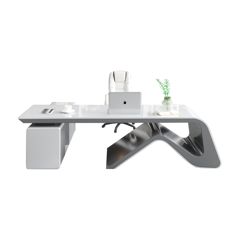 环迪烤漆老板桌办公家具总裁桌简约现代办公桌椅组合主管桌经理桌白色班台桌子 1600*800*750左侧柜老板桌