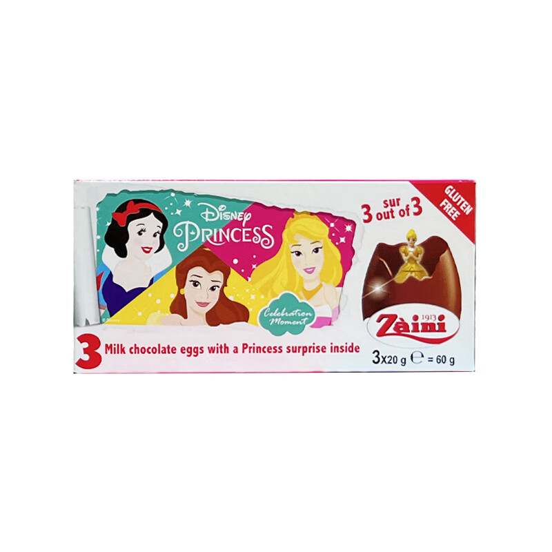 红允意大利进口zaini扎伊尼巧克力蛋迪士尼趣味玩具蛋儿童礼物3枚 (五盒备注)送一盒迪士尼公主