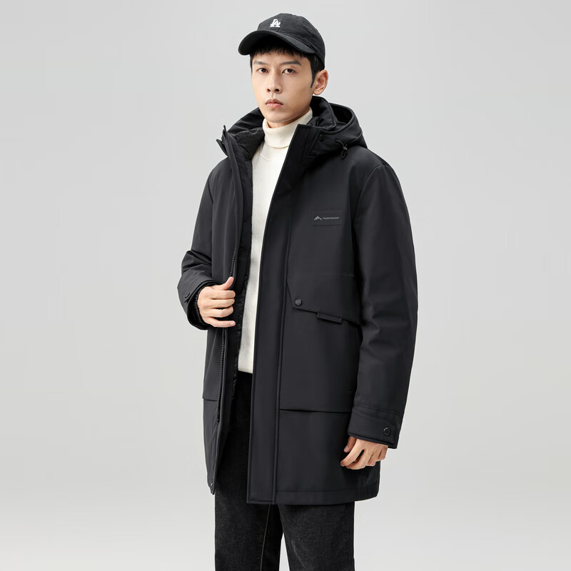 一衣三穿可脱卸内胆男士中长款羽绒服商务休闲百搭经典外套 黑色 700