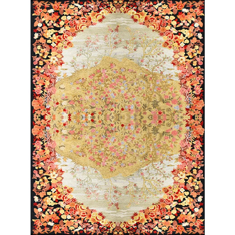 木兰手工织做新西兰羊毛加厚地毯轻奢客厅卧室床边毯茶几地毯家用地毯 黑色加黄色 300cm*400cm