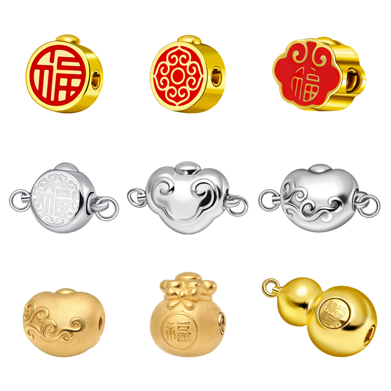 XD手工穿珠珍珠項(xiàng)鏈diy配件項(xiàng)鏈扣扣頭珍珠扣插棒扣飾品配件連接扣 祥云瑞彩 隱形杠【STG009-Y】 金色