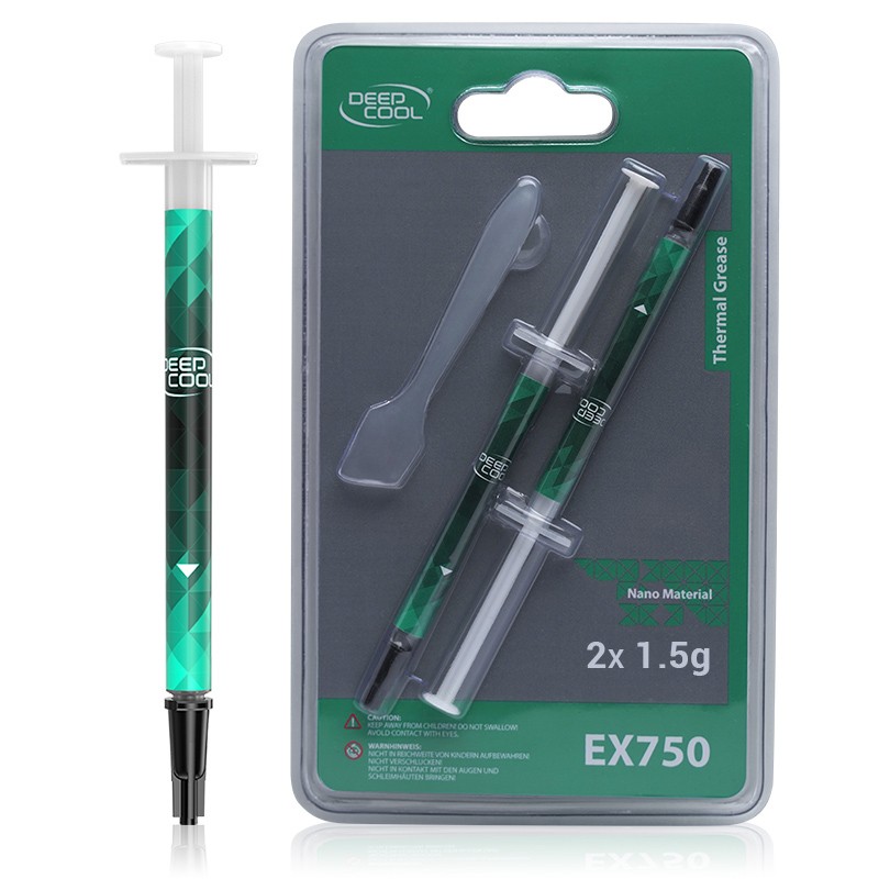 九州风神（DEEPCOOL） EX750 3g导热膏 导热硅脂(1.5g*2支装/超低热阻/高性能/超频/绝缘防腐蚀/笔记本散热)