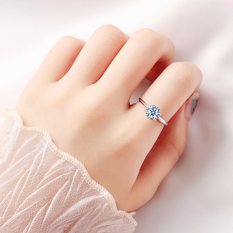 N2it泡泡锁骨链约1克拉莫桑石S925银吊坠项链含鉴定证书 经典六爪约1克拉