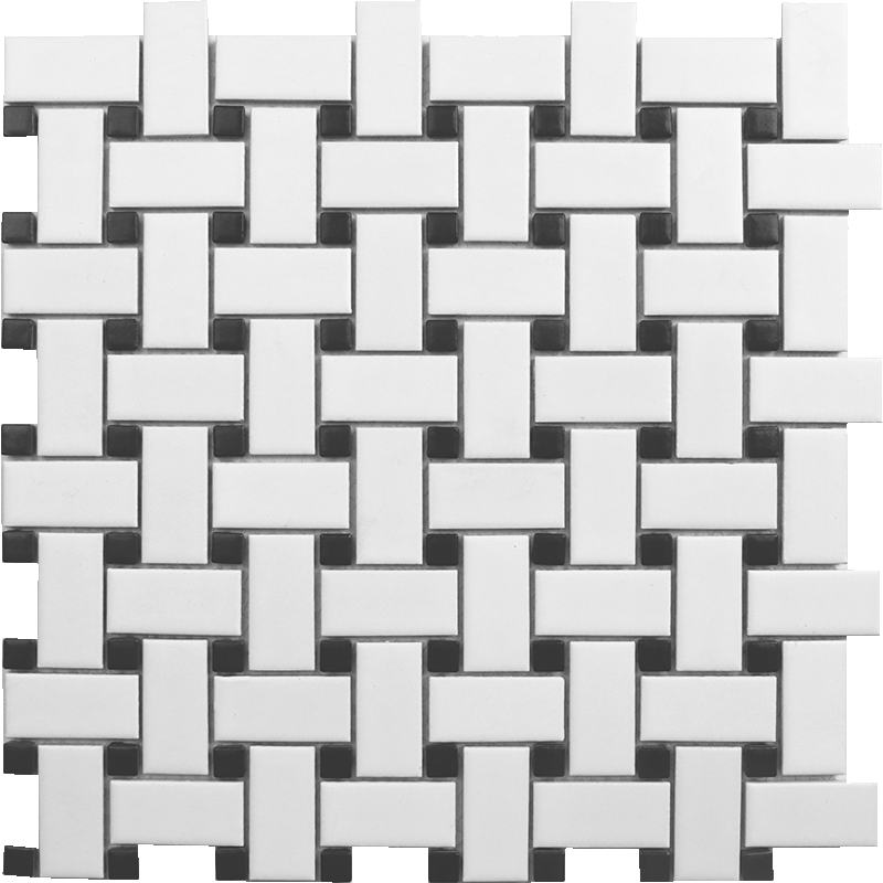 仁聚益编织黑白马赛克瓷砖 卫生间浴室厨房阳台地砖 北欧风吧台墙砖