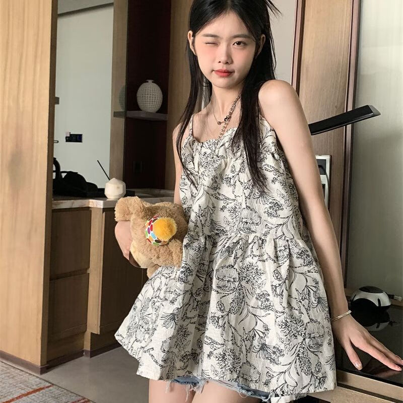 穿度假风休闲裙2024夏季新款慵懒显瘦宽 图片色 【收藏店铺优先发货】