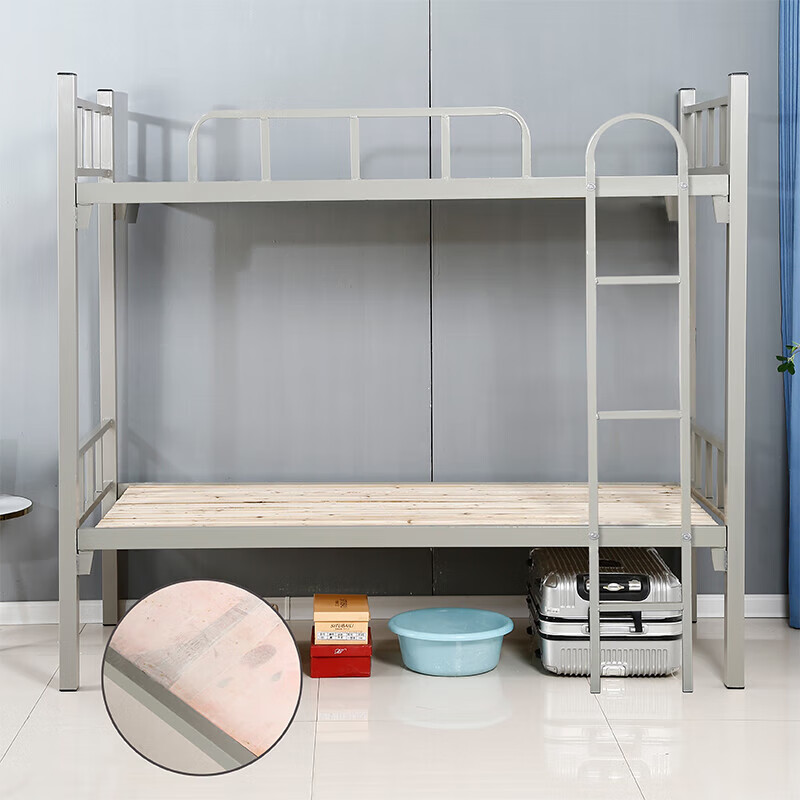 吴汉匠家具  铺架子床铁床简易单人铁艺高低双层钢木床床工地 [90x2米