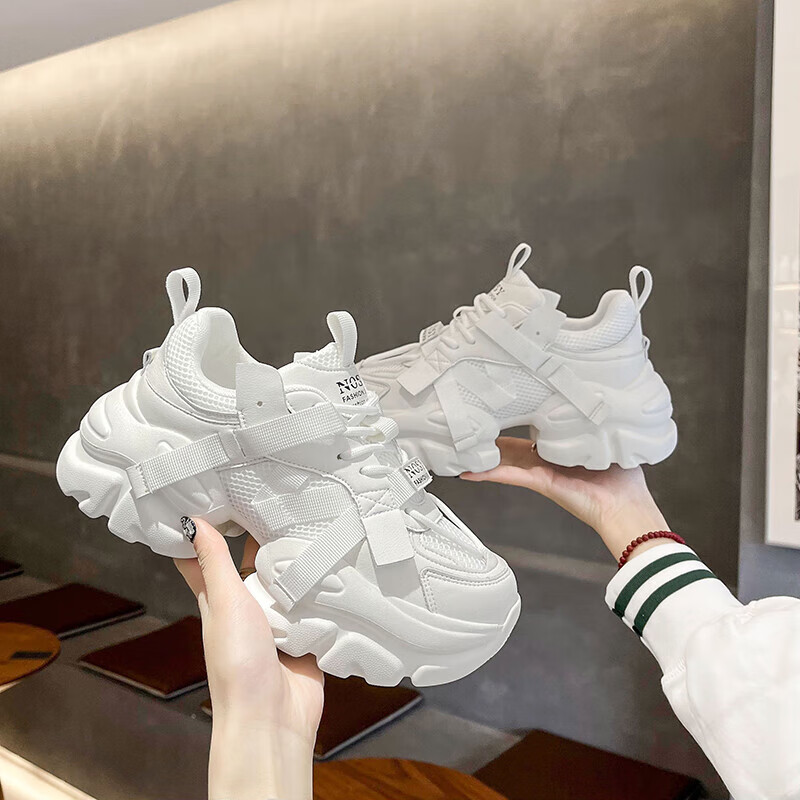 卡柏奇欧货真皮增高老爹鞋女网面鞋子2023新款厚底显