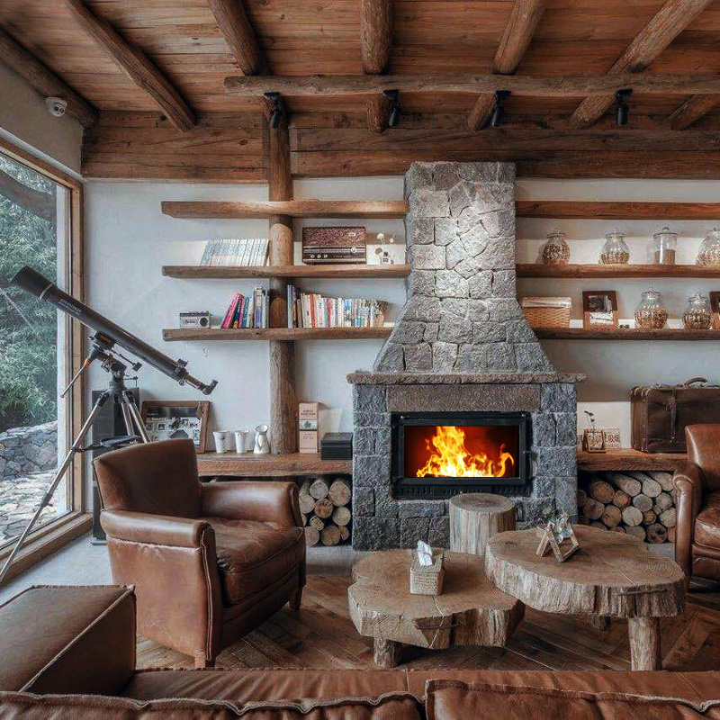 壁炉燃木 壁炉取暖器壁炉真火燃木柴 家用取暖器铸铁嵌入式 自建民宿