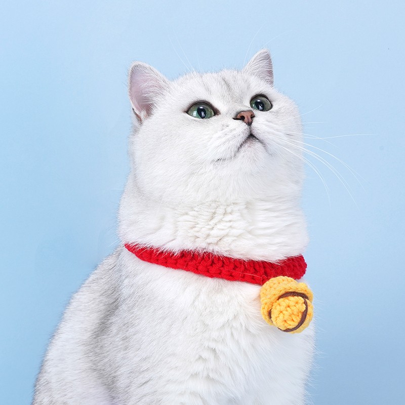 ZEZE猫咪铃铛围脖宠物脖子饰品围脖手工编织可爱无声铃铛日系脖套 红色属于什么档次？