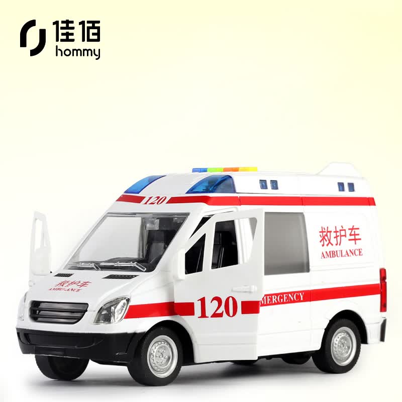 佳佰儿童仿真玩具惯性车会讲故事救护车灯光音乐男孩女孩早教机玩具