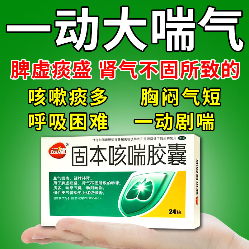 固本咳喘胶囊 治咳喘气喘药 一动就喘呼吸困难上不来气胸闷气短虚 1盒