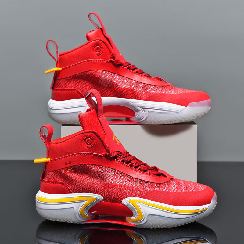 air jordan 36透气橡胶底防滑耐磨实战篮球鞋梭织高帮男鞋学生气 大红