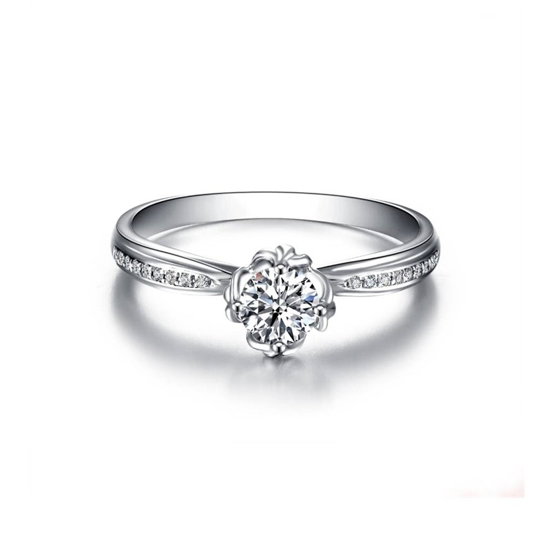 谛珂珠宝 18k金钻石女戒四爪gia一克拉钻戒佩戴求婚订婚戒指牛年情人