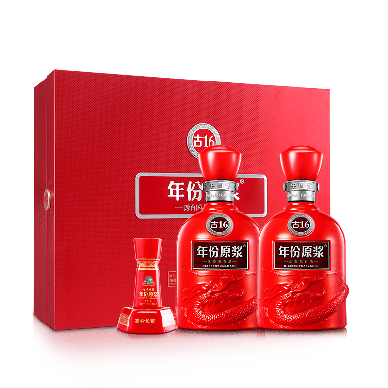 古井贡酒 年份原浆50度古16白酒礼盒 浓香型 礼盒 50度 500ml 2瓶*2件