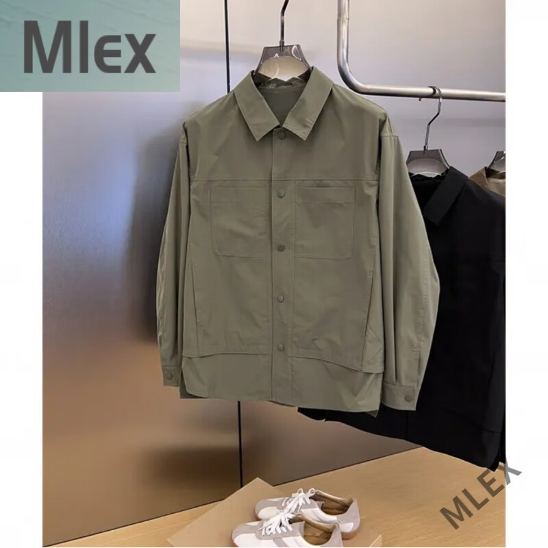 mlex云其服饰2023春夏新款解构拼接假两件商务休闲工装风衬衫外套 浅
